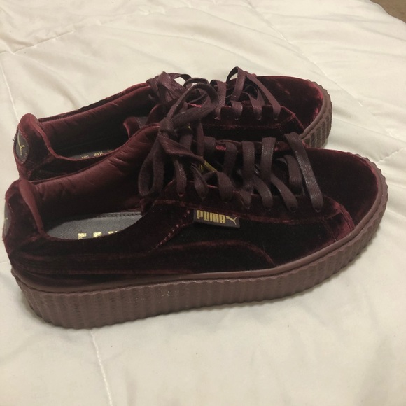 Burgundy Velvet Puma Creepers - Picture 2 of 3